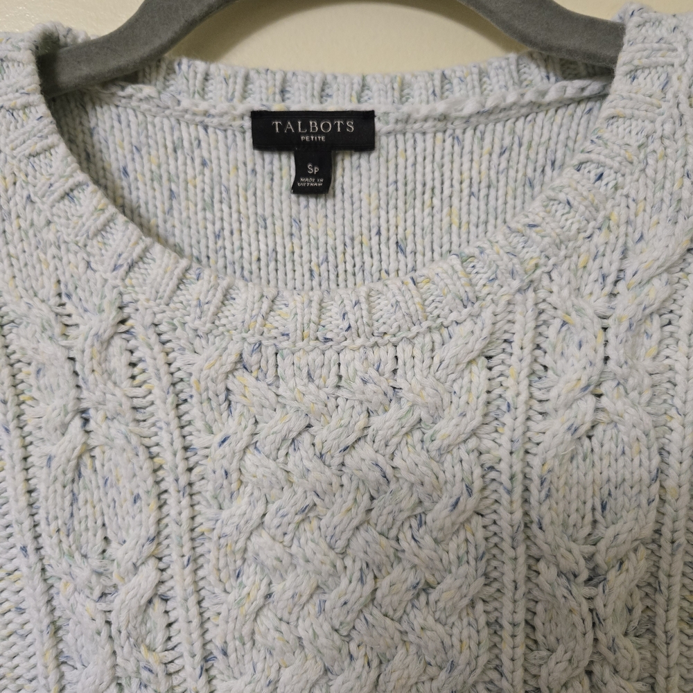 Talbots Women's Cable Knit Sweater - Light Blue